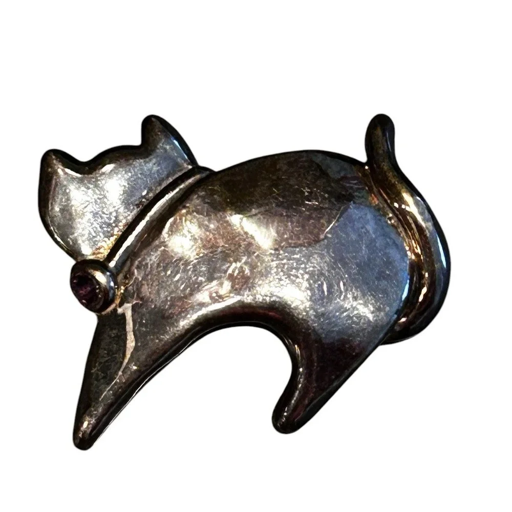 vintage David varsano Isreal sterling silver brooch‎ Cat collar w/lavender stone